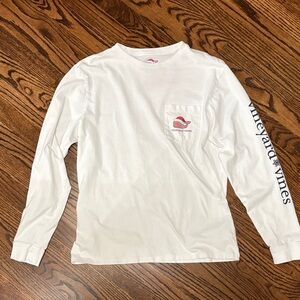 Vineyard Vines White Long Sleeve Tee with Logo